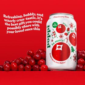 Poppi Cranberry Fizz glass-serve scene showcasing a drink mixer option