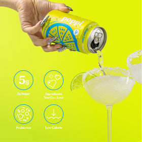 Poppi Ginger Lime served with lime wedge, a refreshing on-the-go treat