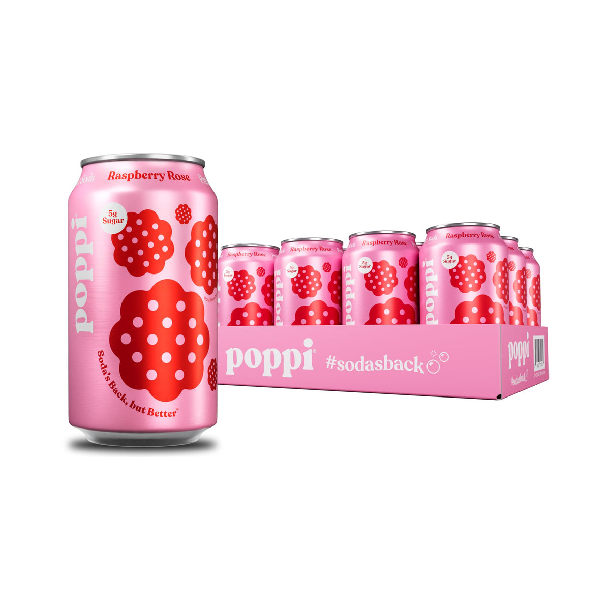 Poppi Raspberry Rose bottle with prebiotic sparkling drink for daily refreshment