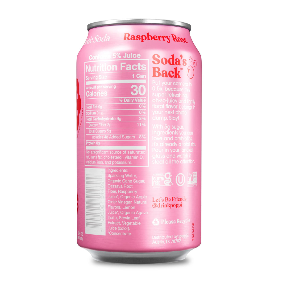 Poppi Raspberry Rose can for on-the-go flavor with low sugar