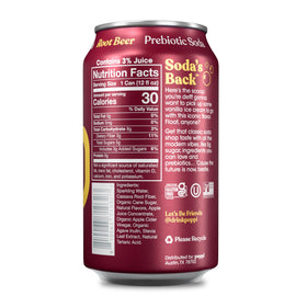 Poppi Root Beer can being poured, highlighting crisp, bubbly refreshment.
