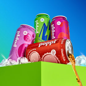 Poppi Alpine Blast can, crisp flavor with prebiotic benefits for a satisfying sip