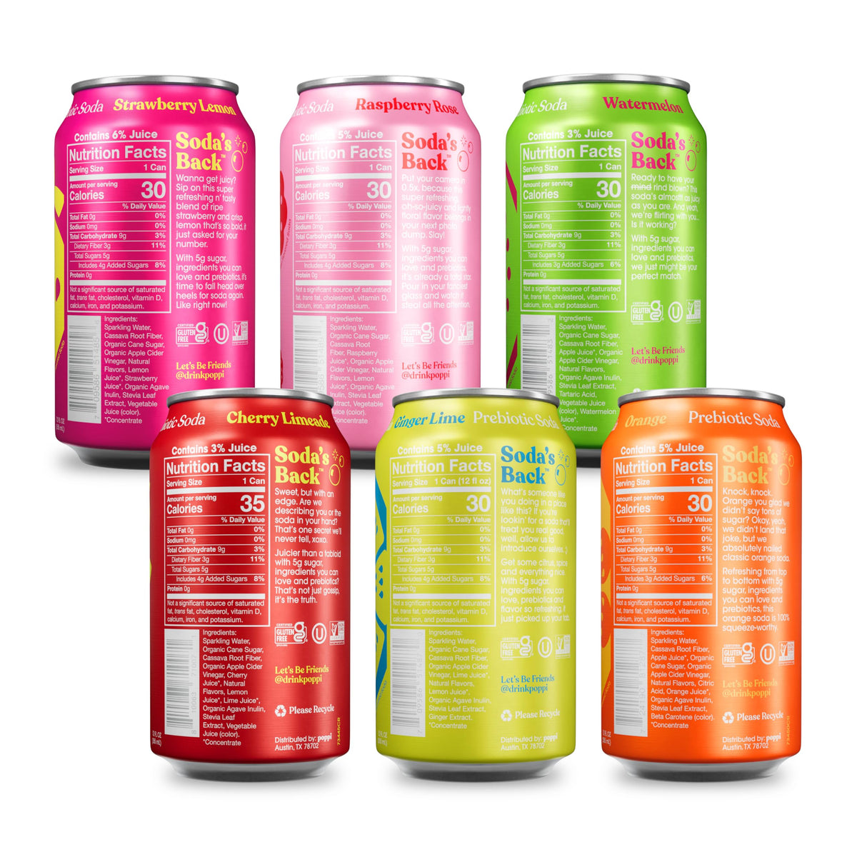 Poppi Sparkling Prebiotic Soda Raspberry Rose can ideal for a flavorful afternoon mocktail