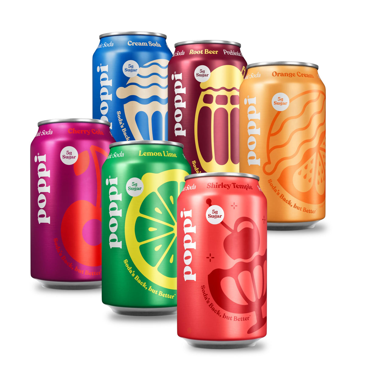 Poppi Shirley Temple flavor bottle, refreshing prebiotic sip for daily enjoyment.
