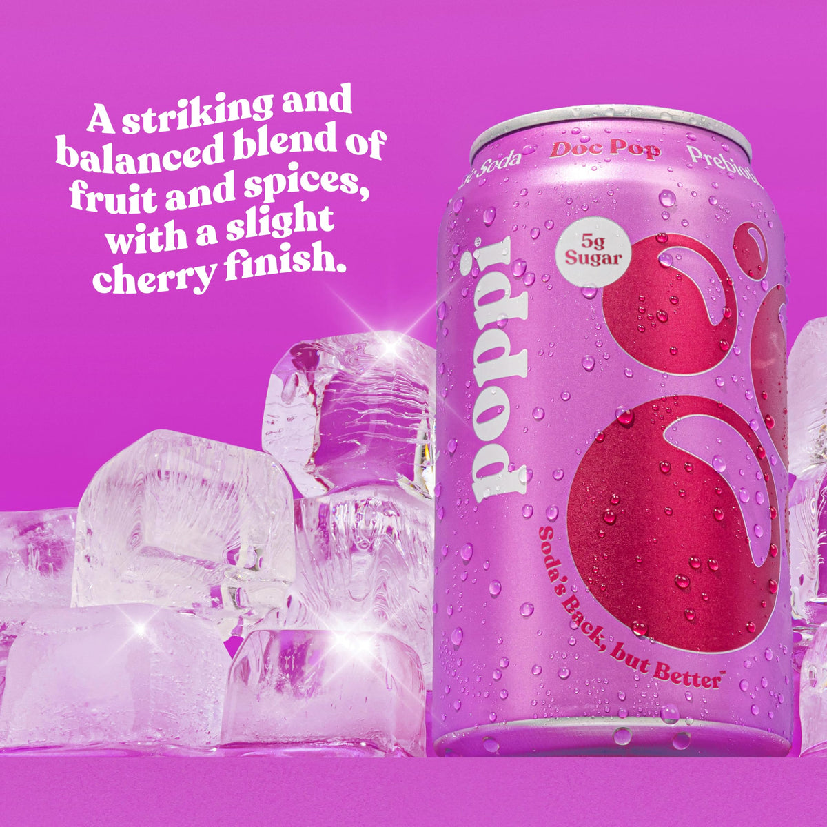 Poppi Sparkling water pour into glass—crisp seltzer with prebiotics and fruit juice
