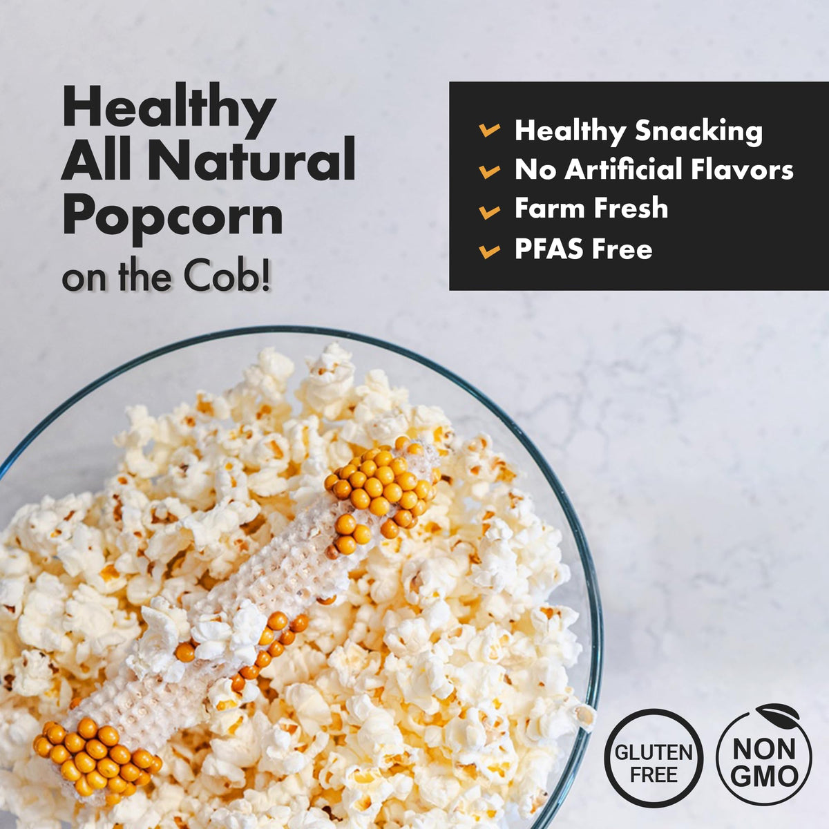 Poppin Cobs cob ready to pop in microwave for quick snacking.