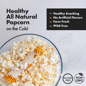 Poppin Cobs cob ready to pop in microwave for quick snacking.