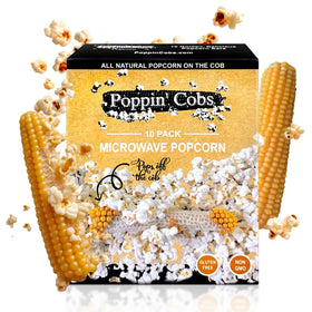 Poppin Cobs packaging on the cob for easy pantry stocking and freshness.