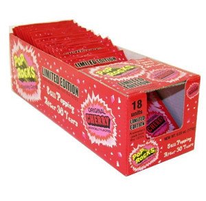 Pop Rocks Cherry 24-pack image shows sparkling candy bursts for fun snacking.