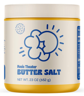 POPSMITH butter-flavored popcorn salt jar adds cinema-style flavor to popcorn.