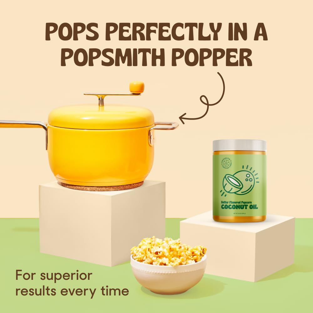 POPSMITH complete popcorn setup with oil and kernels.