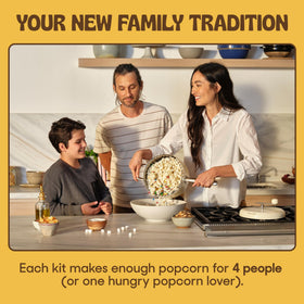 POPSMITH cozy kitchen scene with popcorn for a movie night.