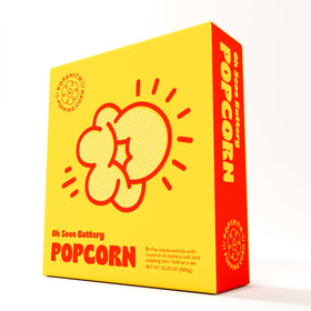 POPSMITH Oh Sooo buttery popcorn kit open, cinema flavor at home.