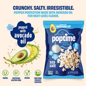 Poptime Kettle popcorn close-up reveals light, airy texture.
