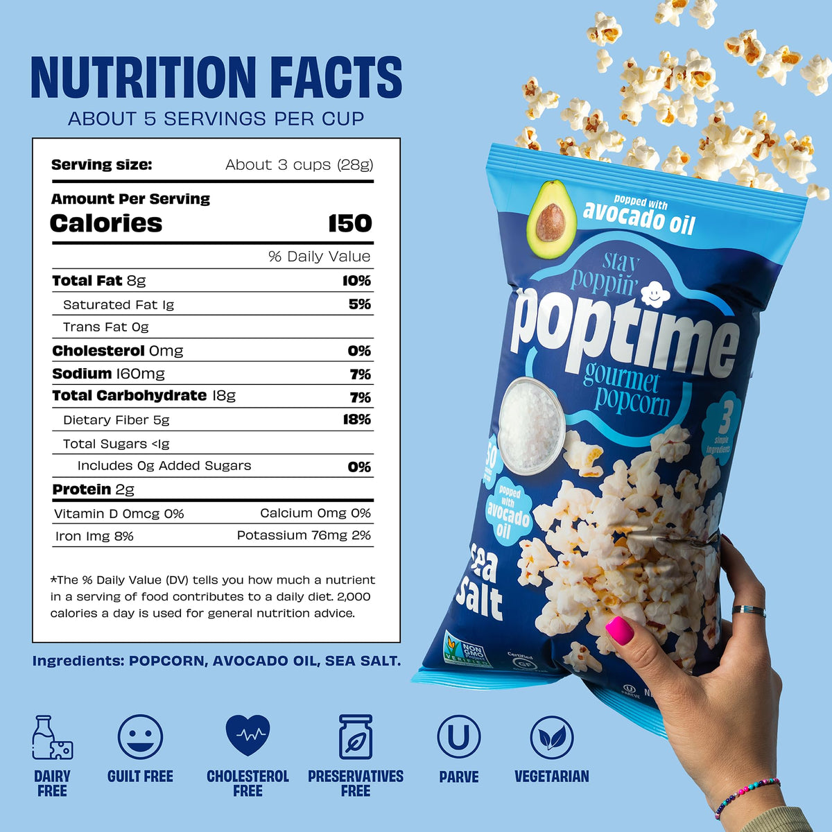 Poptime Ready-to-eat popcorn snack designed for on-the-go moments.