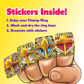 POPUPS! LOLLIPOP Champ Ring with stickers for decorating afterward