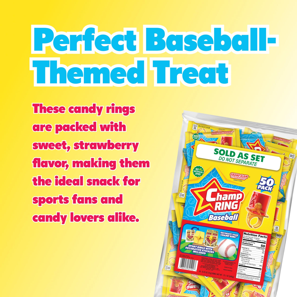 POPUPS! LOLLIPOP Champ Ring strawberry flavor detail with natural colors