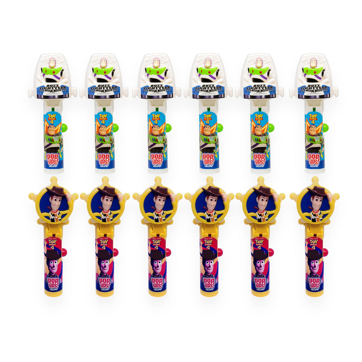 Pop Ups! Lollipop Woody holder featuring Woody, perfect party favor and collectible candy dispenser.