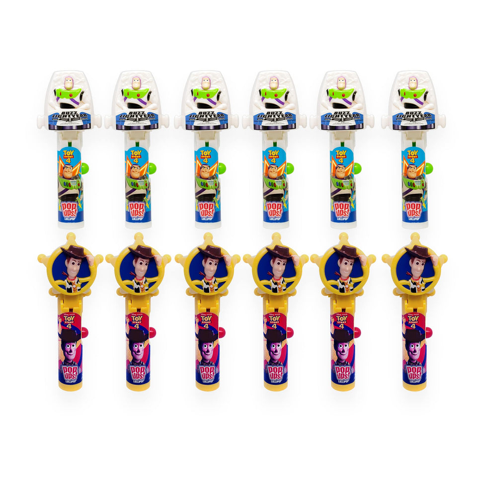 Pop Ups! Lollipop Woody holder featuring Woody, perfect party favor and collectible candy dispenser.