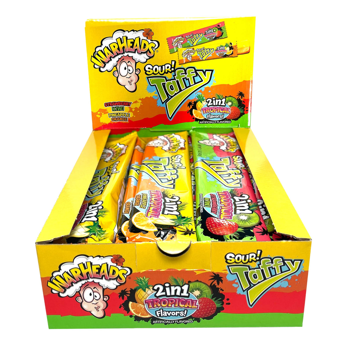 POPUPS! LOLLIPOP Warheads tropical sour taffy bars in a box for sharing