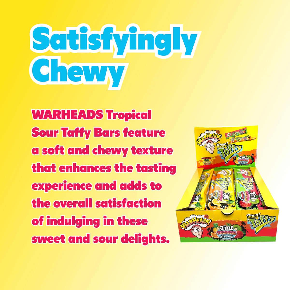 Warheads tropical sour taffy bars pineapple orange flavor bright tang