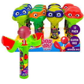 POPUPS! LOLLIPOP TMNT holder with Watermelon flavor for mess-free snacking.