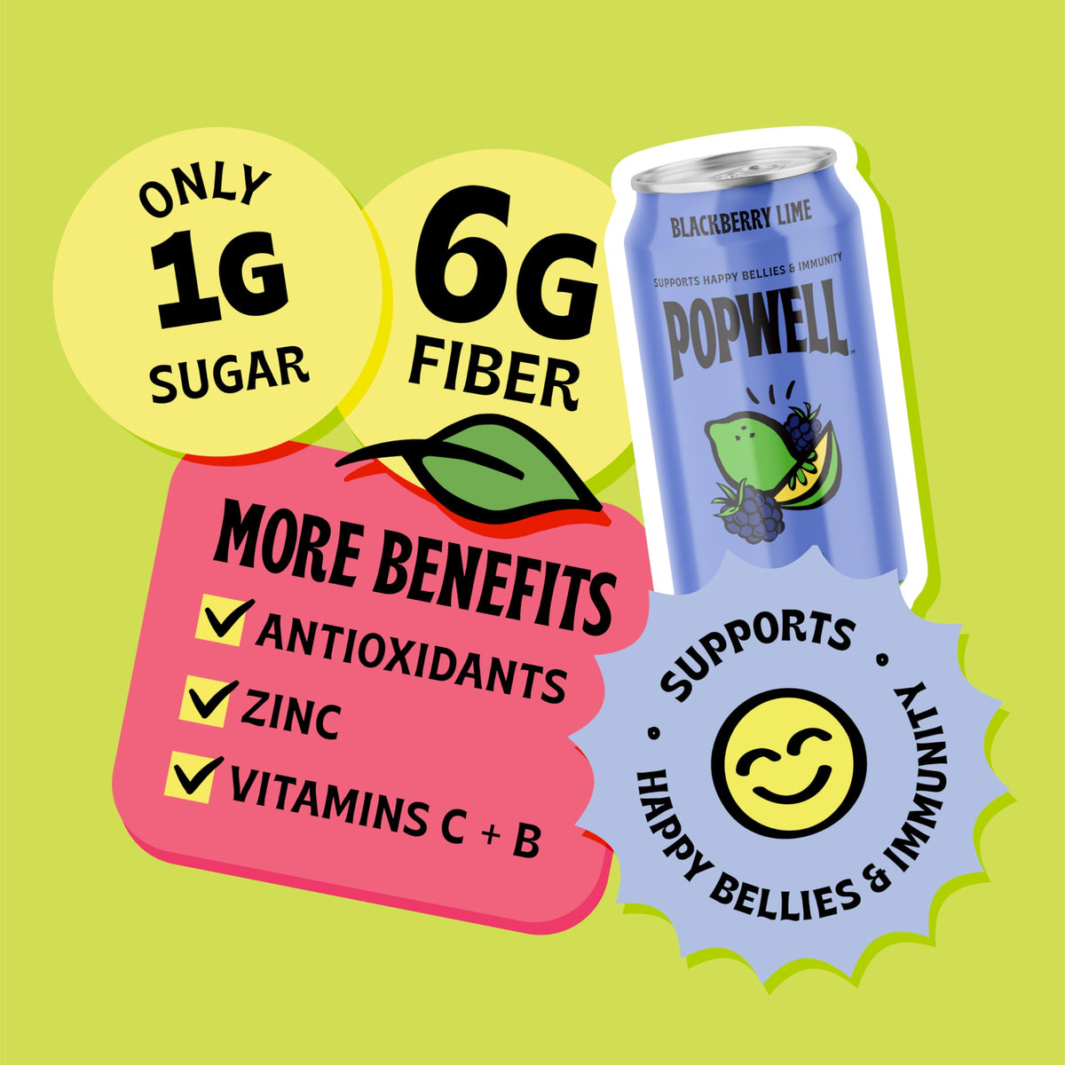 Close-up of Popwell Blackberry Lime label design highlighting bold fruit notes.