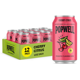 Popwell Cherry Citrus bottle with bold flavor and prebiotic notes.