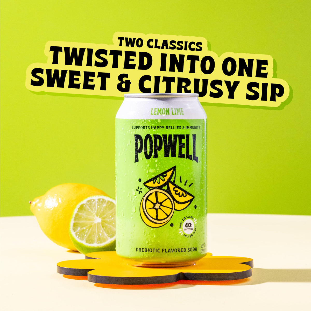 Popwell Lemon Lime can back view with nutrition highlights visible