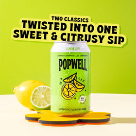 Popwell Lemon Lime can back view with nutrition highlights visible