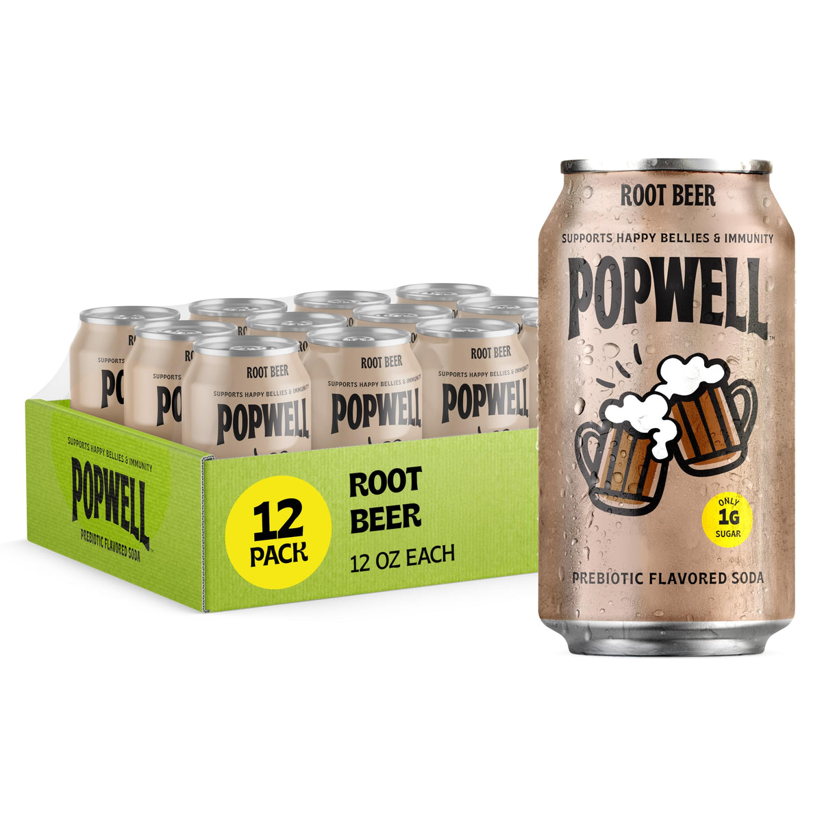 Popwell Root Beer bottle front view highlighting bold flavor for everyday enjoyment