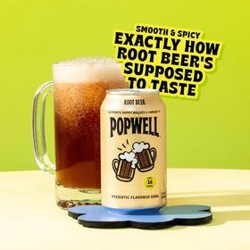 Popwell Root Beer pack of 12 cans shown for convenient sharing