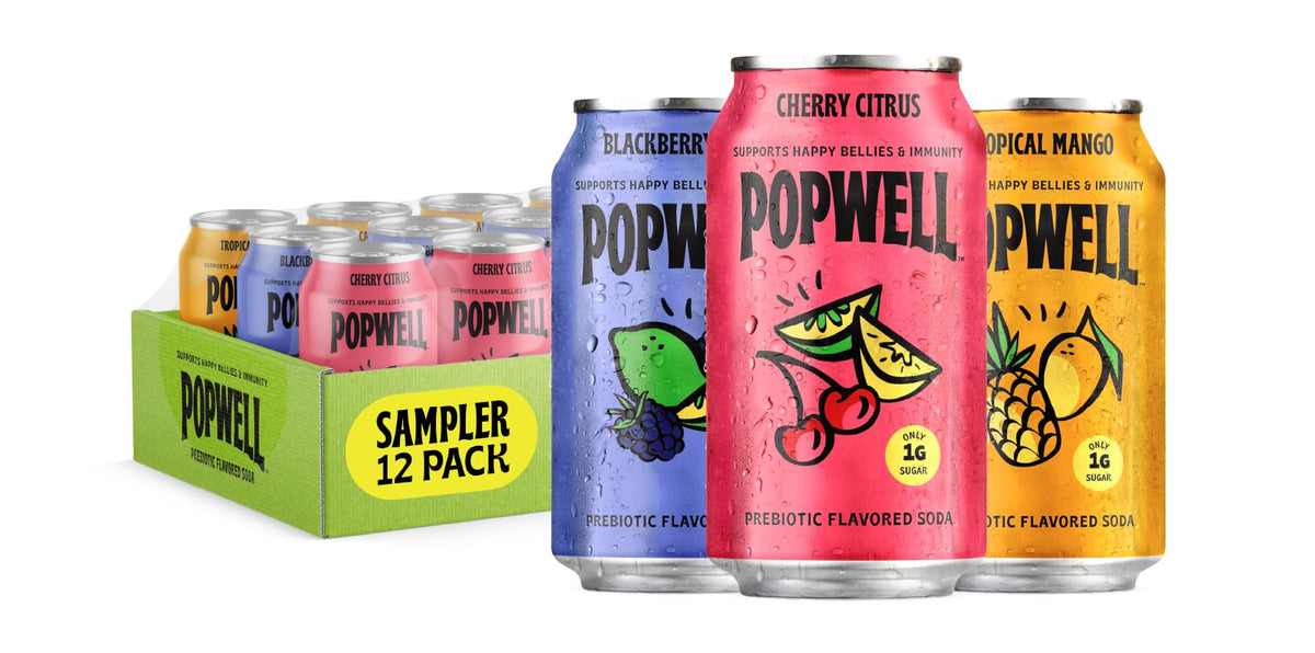 Popwell Berry Lime bottle, refreshing fiber-rich flavor for on-the-go snacking.