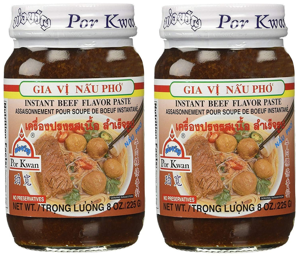 Por Kwan Pho beef flavor paste two-pack jars for authentic at-home pho and easy weeknight meals.