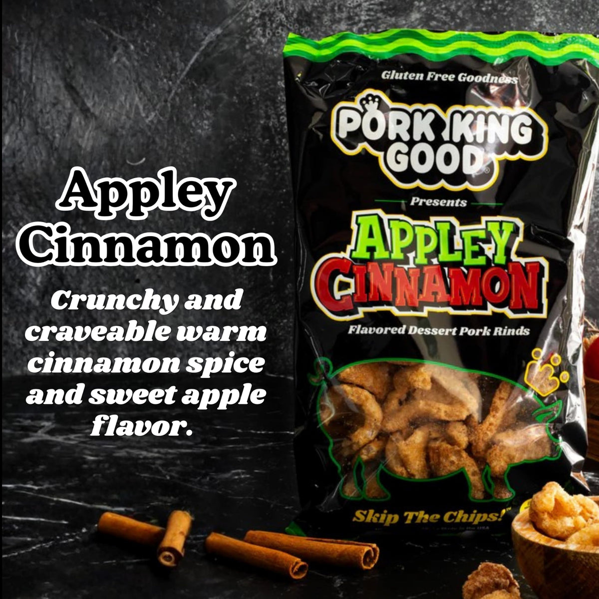 Pork King Good Appley Cinnamon 4-pack display for easy gifting or sharing.