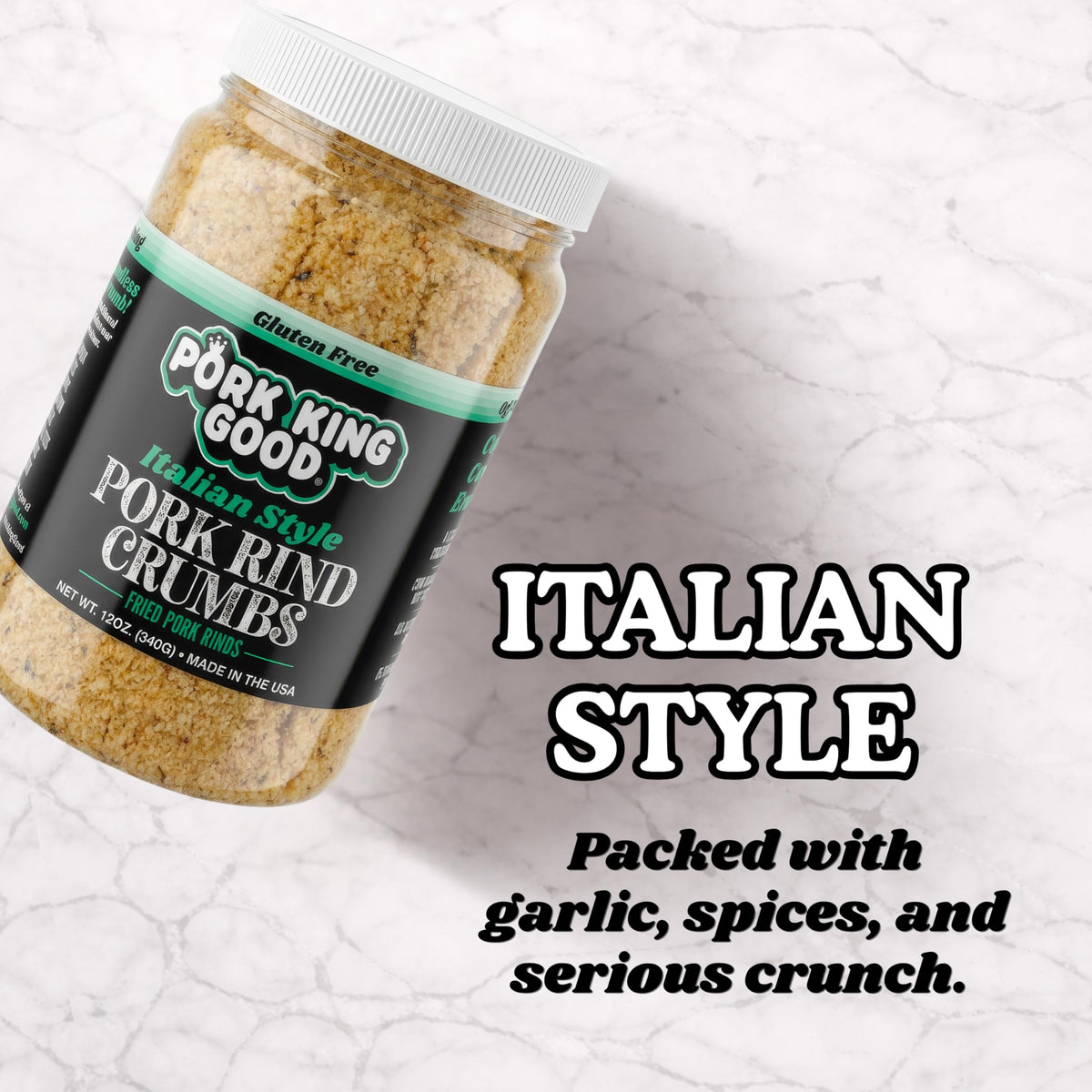 Pork King Good crumbs used as breading for chicken, keto-friendly coating.