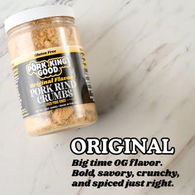 Pork King Good crumbs jar on kitchen counter for quick prep