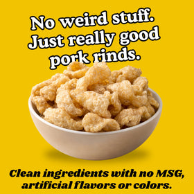 Pork King Good salted butter rinds bag features creamy finish.