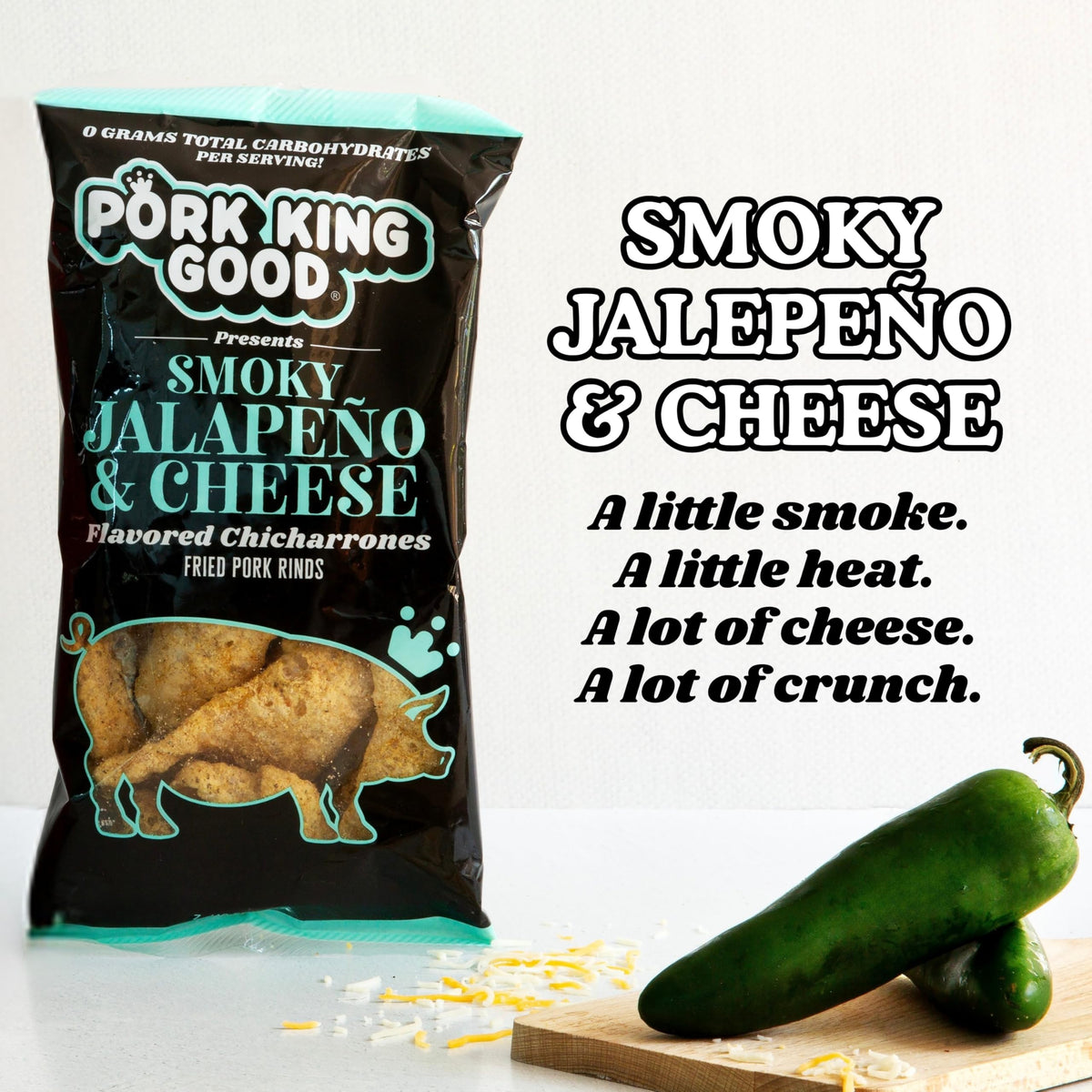 Pork King Good pork rinds crisp close-up showing crunchy texture and peppery zest
