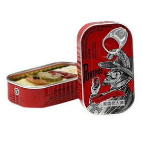 Porthos spiced sardines opened and ready on crackers, bold spice profile