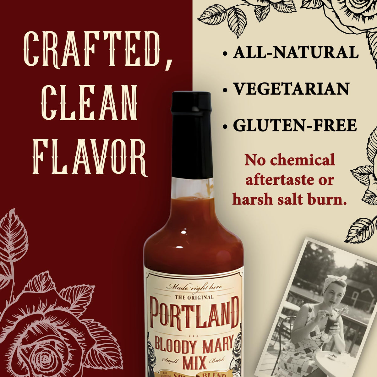 Portland Bloody Mary Mix gluten-free label on bottle