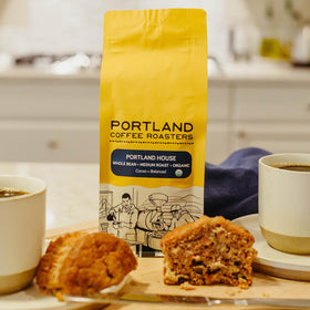 Portland Roasting Portland House medium-roast bag closeup highlighting rich color for versatile brewing