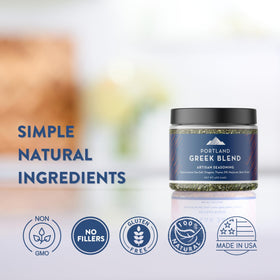 Portland Salt Co Greek Spice Blend dusting spoon for even flavor