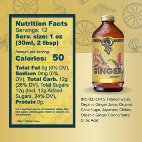 Portland Syrups Authentic Ginger Syrup in a glass for a mocktail.