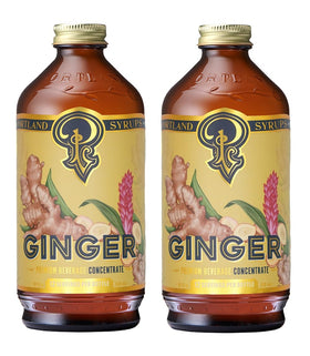 Portland Syrups Authentic Ginger Syrup bottle label showing bold ginger flavor.