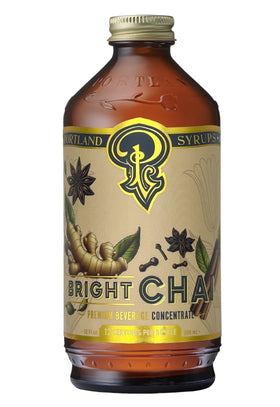 Portland Syrups Bright Chai Syrup bottle front view for rich coffee or tea flavor