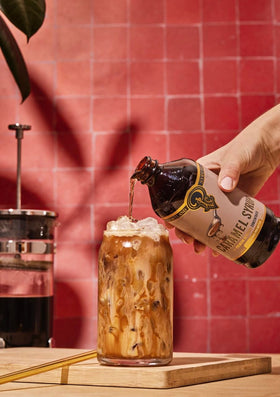 Portland Syrups Caramel Syrup in cold brew for a warm twist