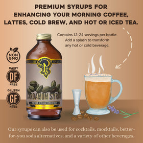 Dessert plate drizzled with Cardamom Syrup from Portland Syrups.