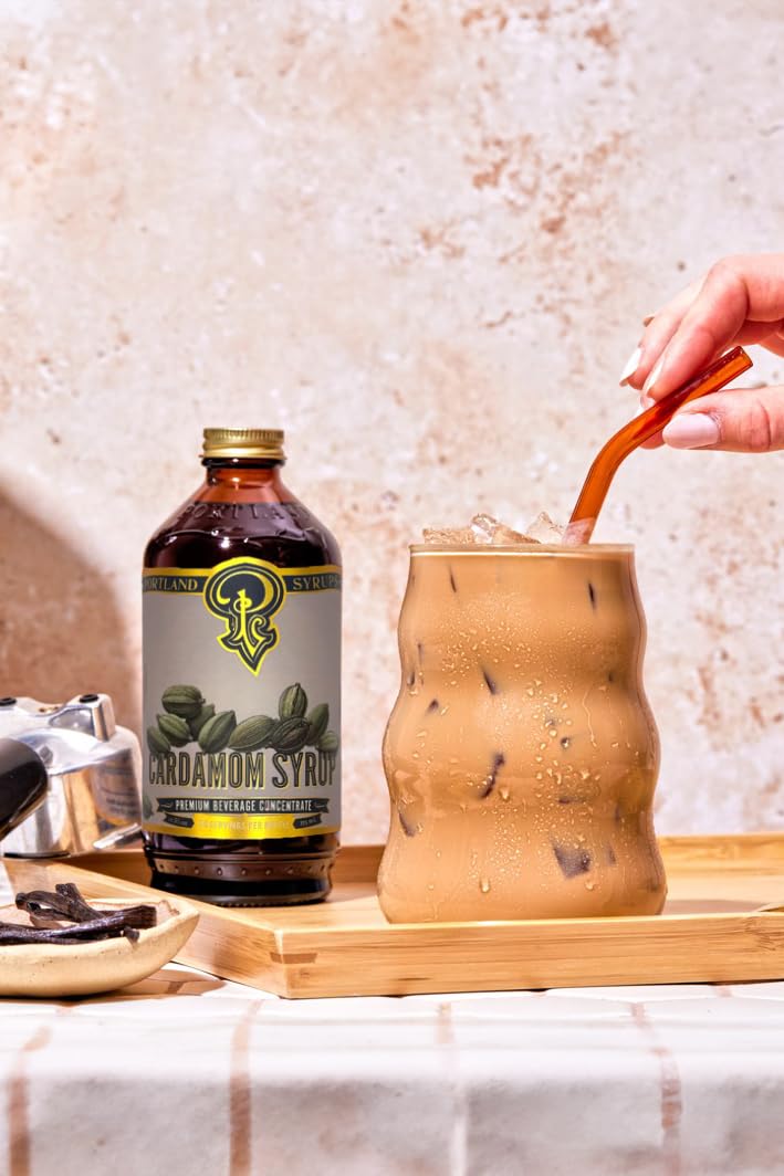 Luscious latte infused with Cardamom Syrup by Portland Syrups.