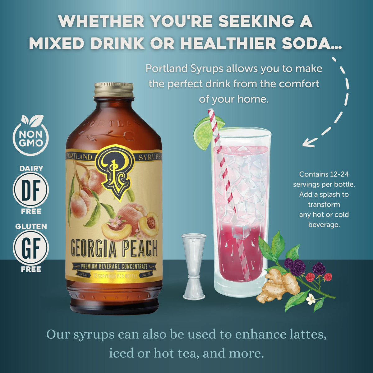 Portland Syrups Georgia Peach Syrup brightens brunch with a peachy inviting aroma.